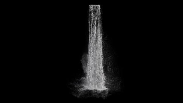 waterfall texture seamless loop, 4k, isolated on black, foam and mist, perfectly looped