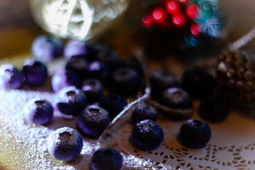 blueberries under powdered sugar