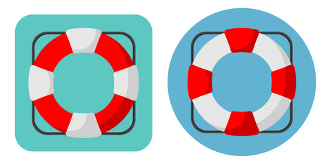 Lifebuoy icons in flat style.