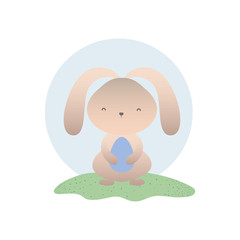 easter rabbit with egg isolated icon