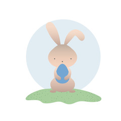 easter rabbit with egg isolated icon