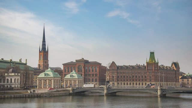 Stockholm Sweden time lapse 4K, city skyline timelapse at Gamla Stan old town