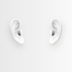 Take care of your hearing. Background with realistic ear. Vector illustration.