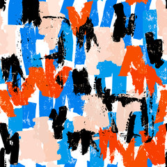 seamless abstract pattern background, illustration with paint strokes and splashes
