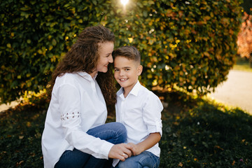 Fototapeta premium Mother and son together park