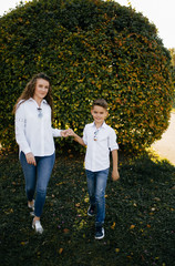 Fototapeta premium Mother and son together park