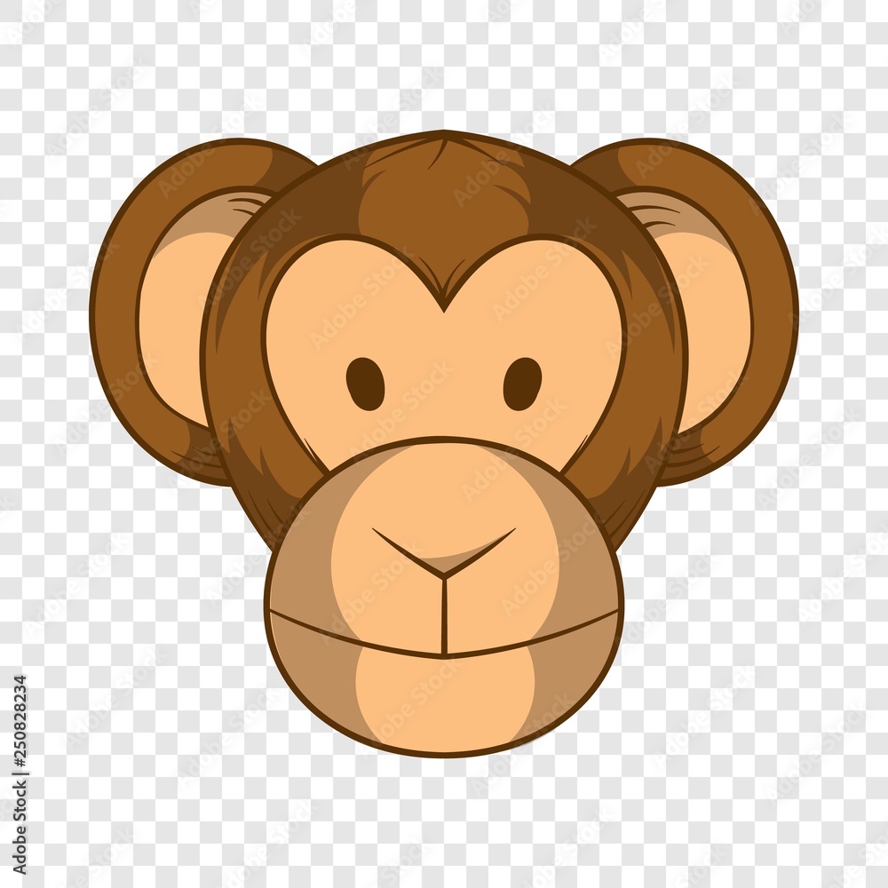 Poster monkey head icon in cartoon style on a background for any web design
