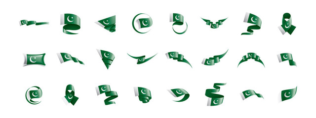 Pakistan flag, vector illustration on a white background - obrazy, fototapety, plakaty