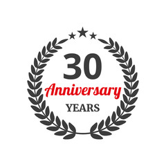 Anniversary laurel wreath on white background.