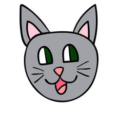 Cartoon  doodle cat isolated on white background. Vector illustration.  