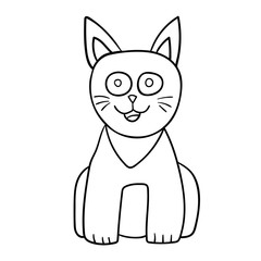 Cartoon  doodle cat isolated on white background. Vector illustration.  