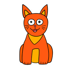 Cartoon  doodle cat isolated on white background. Vector illustration.  