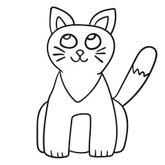 Cartoon  doodle cat isolated on white background. Vector illustration.  