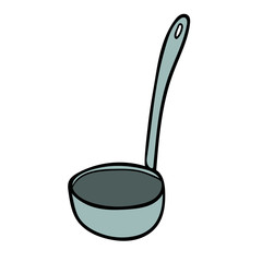 Cartoon doodle linear ladle isolated on white background. Vector illustration.  