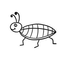 Cartoon doodle linear bug isolated on white background. Vector illustration.  