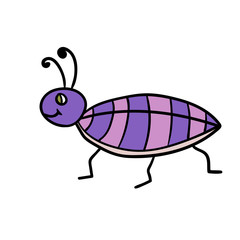 Cartoon doodle linear bug isolated on white background. Vector illustration.  
