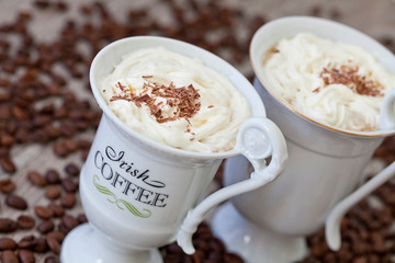 Irish Coffee In White Cups