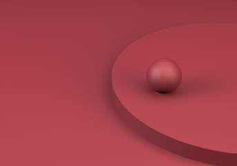 Minimalist Sphere geometrical abstract background, pastel colors, 3D render, trend poster, Illustration.