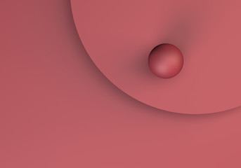 Minimalist Sphere geometrical abstract background, pastel colors, 3D render, trend poster, Illustration.