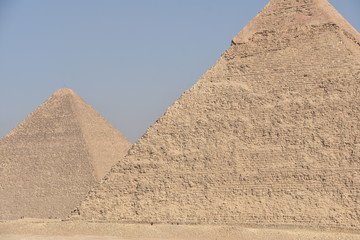 Fototapeta na wymiar Pyramid of Khafre Foreground, Great Pyramid at Giza Background, Egypt