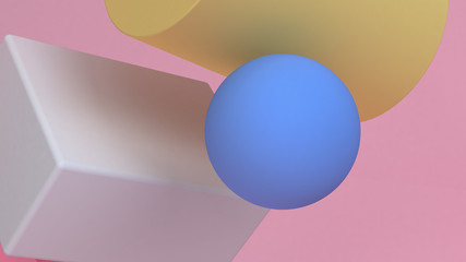 Minimalist geometrical abstract background, pastel colors, 3D render, trend poster, Illustration.