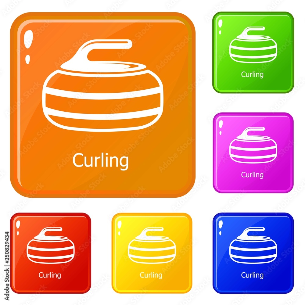 Poster curling icons set collection vector 6 color isolated on white background