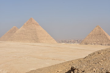 Fototapeta na wymiar Pyramids at Giza with Great Pyramid on Left