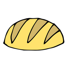 Cartoon doodle linear white bread isolated on white background. Vector illustration.