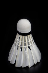 Fototapeta na wymiar Image of badminton ball on black background. Sport. Object.