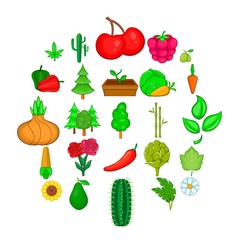 Green world icons set. Cartoon set of 25 green world vector icons for web isolated on white background