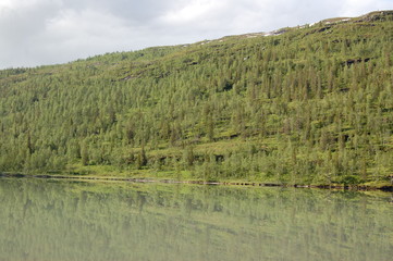 landscape with lake and mountains