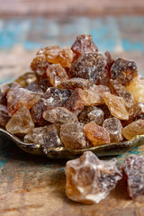 Crystals of candy sugar, traditional brown rock sugar originally from Isfachan, Iran