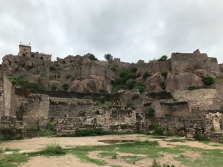 Fototapeta na wymiar Ruins of Golconda Fort in Hyderabad, India