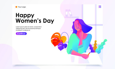 international women's day illustration on a landing page
