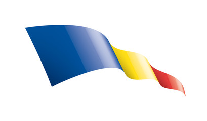 Romania flag, vector illustration on a white background