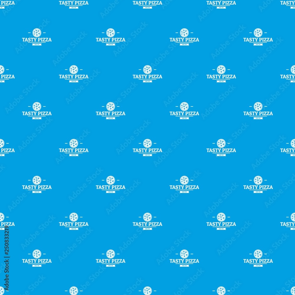 Poster pizza meat pattern vector seamless blue repeat for any use