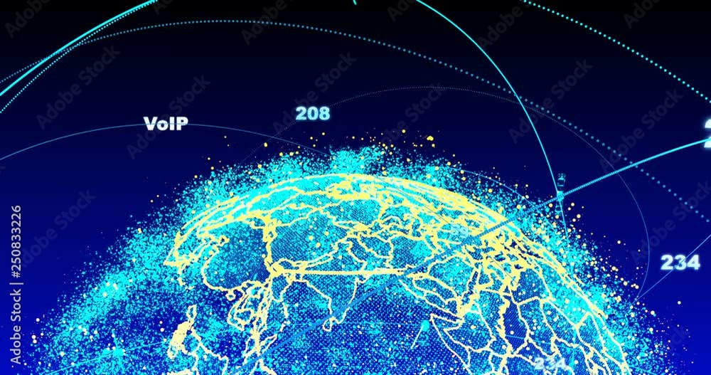 Poster abstract globe with particles and plexus structure. digital technology planet with continent forming