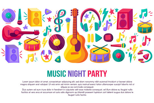 Music night party invitation poster vector template - Powered by Adobe