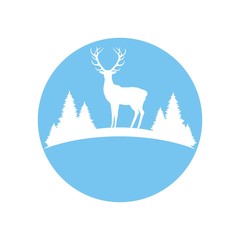 Silhouette of a deer with horns