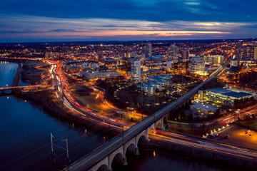 Fototapeta na wymiar Aerial of New Brunswick Sunset