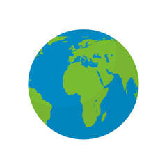 Globe world map with shadow on a white background