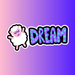 Sheep with dream lettering stitched frame patch