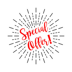 Special offer with burst on a white background