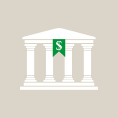 Bank in greek style in flat style