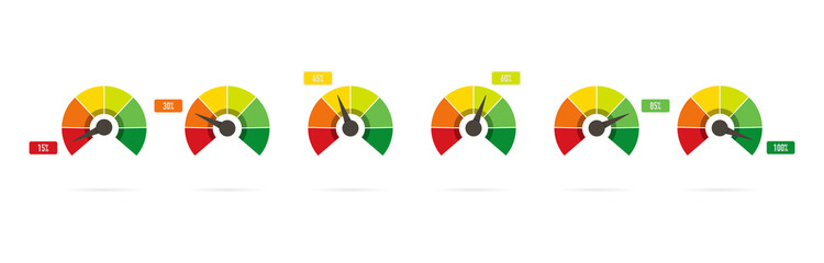 Scale from red to green with arrow in flat style, infographic element