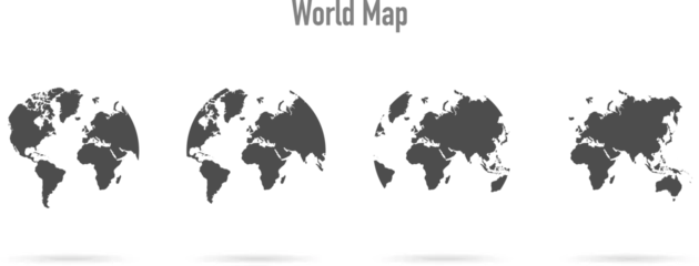 Poster Carte du monde Set globe icon, world map in flat style, vector