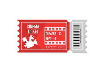 Ticket with shadow isolated isolated on white background