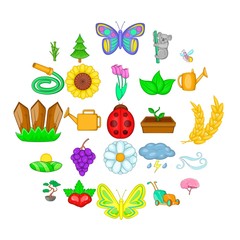 Fototapeta premium Flowering icons set. Cartoon set of 25 flowering vector icons for web isolated on white background