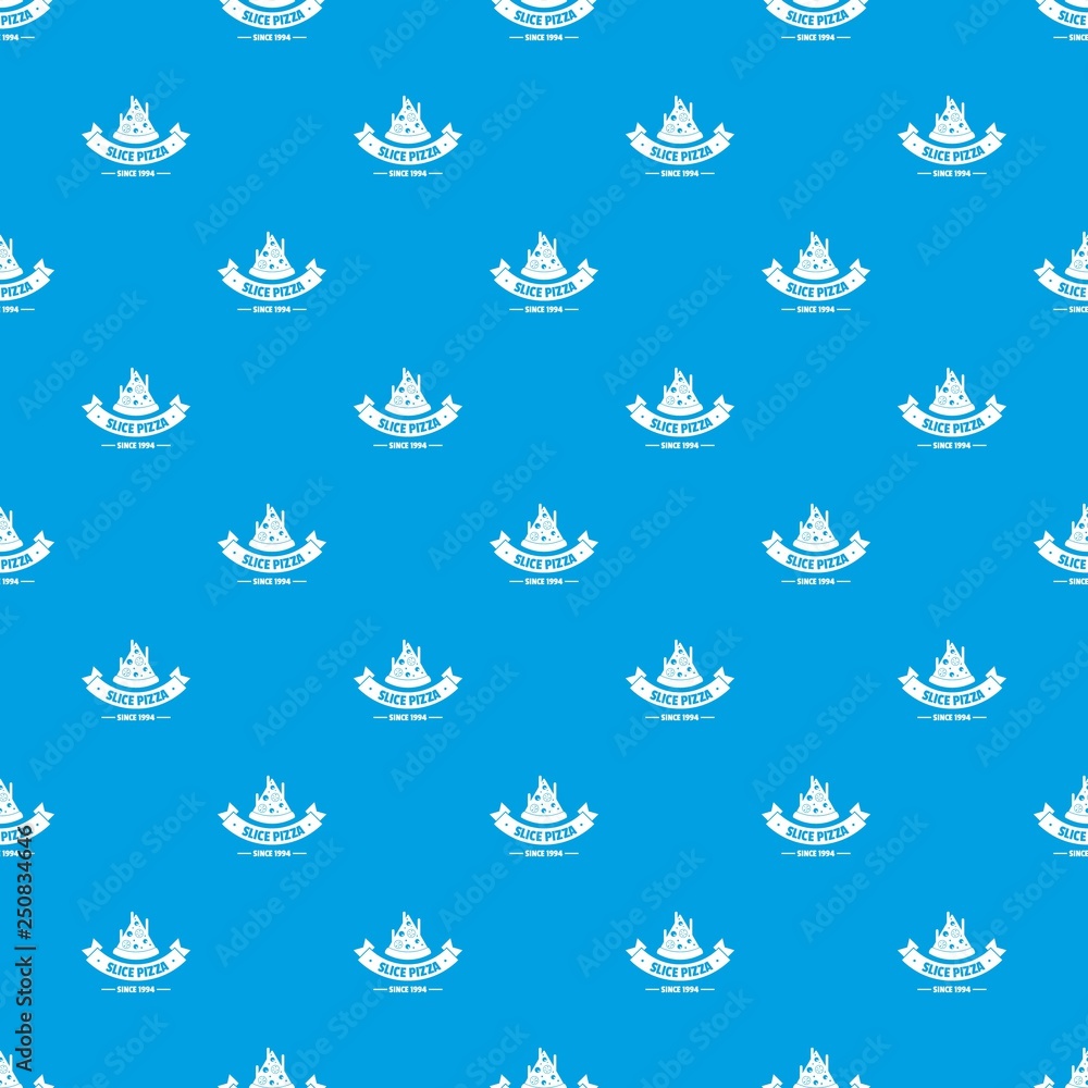 Poster pizza piece pattern vector seamless blue repeat for any use