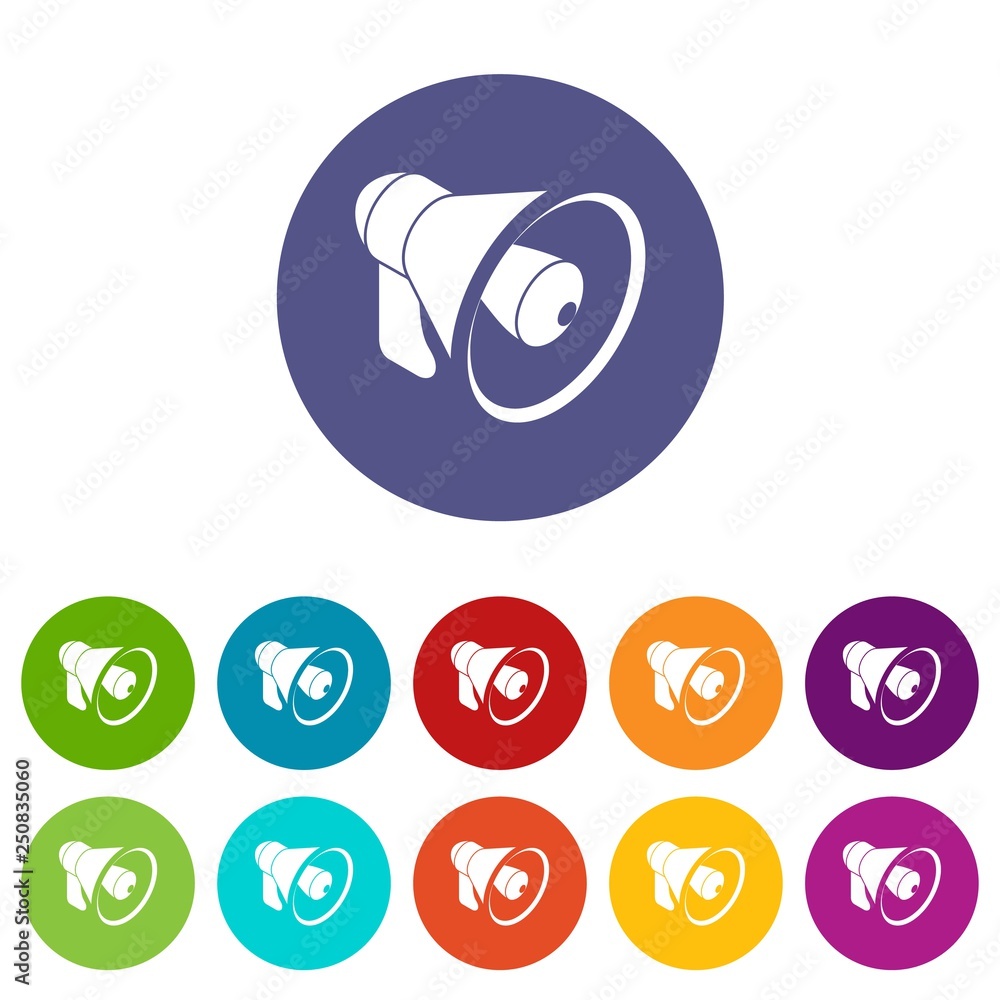 Aufkleber hand speaker icons color set vector for any web design on white background